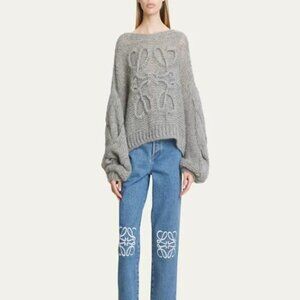 Loewe Anagram-pattern Dropped-shoulder Wool-blend Knitted Sweater